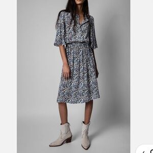 Zadig & Voltaire Soft Blue Floral Midi Dress